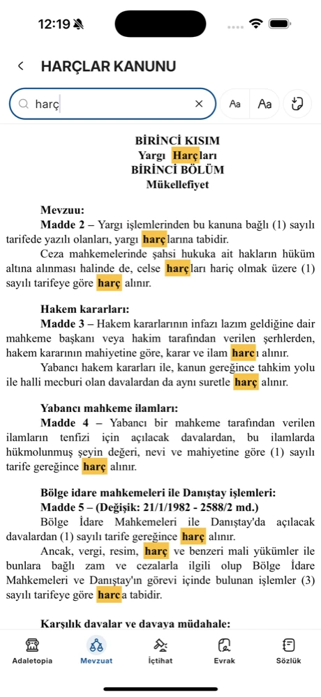 Adaletopia'da emsal karar detay ekranı